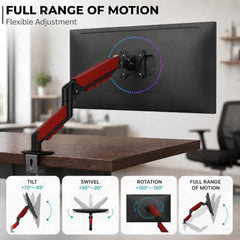 STAR WORK Single Monitor Desk Mount for 13–34” Inch Screens, Heavy Duty Adjustable VESA Monitor Arm with C-Clamp & Grommet Base | Full Motion Tilt & Swivel Rotation (Purple Arm Stand)