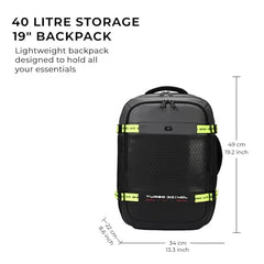 Gear Turbo 21"/45L Large Water Resistant Anti theft Laptop Backpack with Raincover | Backpack | Daypack |Briefcase | Travel Bag For Men/Women (Black - Grey)
