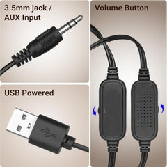 OTOOBEST Sound with Multicolor LED Lights | USB Powered PC Speakers with AUX & Volume Control for Laptop, Desktop, and Monitor | Mz11 | Black (Pack of 1)