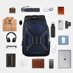Glint Travel Laptop Backpack | 40L | Fits 15.6" Laptop | Water-Resistant Dobby Polyester | Anti-Theft Pocket, Rain Cover, Ergonomic Straps | Work, Travel & Commute (Grey & Teal)