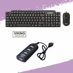 ZEBION Vikings Wired Keyboard Mouse Combo with Nano Receiver, Slim,Elegant and Ergonomic chiclet Design, Tested with Over 1 Million keystrokes and clicks,Durable Body and Pronto 101 USB hub
