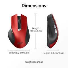 Acer Wireless Mouse for Computer, 6 Buttons 1600 DPI, Large Ergonomic Mouse
