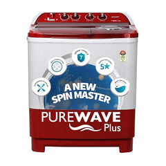 SHARP 9.0 kg, 5 star, Semi-Automatic Top Loading Washing Machine with HydroBlast Wash, Quadroniq Pulsator, 1300 RPM (ES-SD90NB-PR, Ruby Red, Pure Wave)