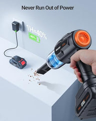 2V BROTHERS Handheld Car Vacuum Cleaner | 21000Pa High Suction | Cordless 18V/120W Mini Vacuum | Portable Cleaner for Car, Home, Office, Pet Hair | Long Battery Life