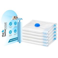 The Better Home Vacuum Storage Bags Medium Size with Hand Pump (Pack of 5) | 70x50cm Fresh, Odor-Free Compression Bags for Clothes, Blankets & Bedding | Space Saver Airtight Storage Organizer