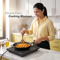 iBELL CROWN11 Induction Cooktop 2000W - 3YEAR WARRANTY, Portable Electric Induction Cooker, Full Touch Control, 6 Preset Cooking Modes, Auto Shut-Off, Overheat Protection [Black]