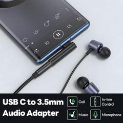 REDTECH One Plus Original C to 3.5mm Audio Adapter 2 Pcs | Type-C to AUX Headphone Jack Dongle with DAC Chip | Right Angle Connector | Compatible with Mi, iqoo, Vivo, iPad Pro | Black