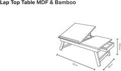 INTRAHAUS Wooden Extra Large Multi Tasking Height Adjustable Foldable Laptop Table Portable Study Writing Desk for Bed Sofa Home Office Use Walnut Color Wide Surface Design