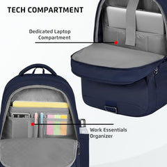 Safari Forge 34L Laptop Backpack, 3 compartments, Raincover, Antitheft pocket, Trolley Sleeve, Organizer, Bottle holder, Front pocket, College bag, school bag, Formal backpack, Color- Black