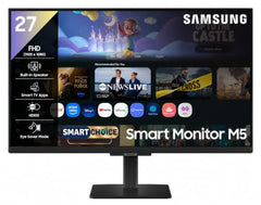 Samsung 27" M5 Smart Monitor with Smart TV Experience (Smartchoice) |FHD 1920 x 1080| Screen Mirroring | IPS Pane l TV Plus| Speakers | Adaptive Sound | Wi-Fi | HDMI |Bluetooth| LS27FM500EWXXL | Black