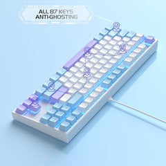 MageGee 75% Mechanical Gaming Keyboard with Brown Switch, LED White Backlit Keyboard, 87 Keys Compact TKL Wired Computer Keyboard for Windows Laptop PC Gamer - Retro Grey/White