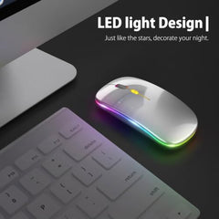 BUYFLUX LED Wireless Mouse, Slim Silent Mouse 2.4G Portable Mobile Optical Office Mouse with USB & Type-c Receiver, 3 Adjustable DPI Levels for Notebook, PC, Laptop, Computer (Black)