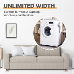 2-Pcs Heavy Duty Furniture Mover Roller Set, Adjustable Washing Machine Stand with Lock Brake, Extendable Appliance Moving Base for Refrigerator, Washing Machine, Sofa, Cupboard