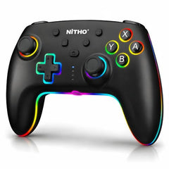 NITHO NEON DARK OPS Wireless Gaming Controller for PC Windows, Switch, Switch 2, Android and iOS, Gamepad with Hall Effect Triggers, Turbo, Programmable Buttons, 6-Axis Motion Control, Dual Vibration, RGB Lighting - Black