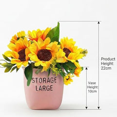 Dekorly Premium Artificial New Rose Flower with Pink Decorative Pot (Storage Large) – 22 cm Faux Flower Arrangement for Home Decor Living Room Bedroom Office Decor (1, Rose)