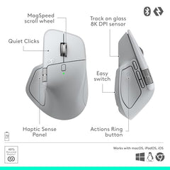 Logitech MX Master 4, Ergonomic Wireless Mouse with Advanced Performance Haptic Feedback, Ultra-Fast Scrolling, USB-C Charging, Bluetooth, Windows, MacOS - Graphite