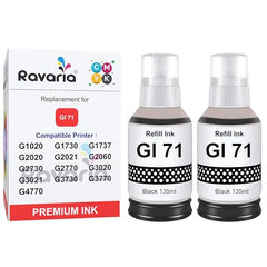 Ravaria Refill Ink for HP GT51XL/53XL GT 52 for HP Ink Tank 115,310,315,319,410,415,416,419,455,500,515,530,589,615,750,790,670,GT5810,GT5811,GT5820(GT51XL + GT52CMY(4 Color Set),Multi-Color Pack)