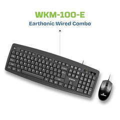 Earthonic WKM-100-E Wired Keyboard & Mouse Combo, USB Plug & Play Setup, Comfortable Design, Adjustable Keyboard Stand, 1.5 M Cable Length for Windows, Mac OS Computer