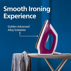Philips Dry Iron DST0610/30, 1000W | Fast heat up & Golden Advanced Alloy Soleplate with Uniform Heat Distribution