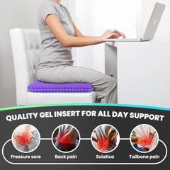 Seat Cushion, Silicone Rubber Seat Pillow, Gel Orthopedic Seat Cushion with Non Slip Cover, Gel Silicon Pad for Car, Office Chair, Wheelchair