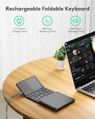 Samsers Foldable Bluetooth Keyboard with Touchpad, Ultra Slim Compact,Black