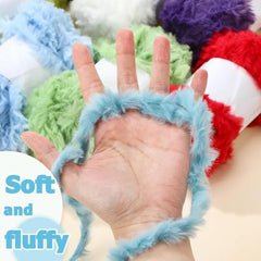 Crochet Soft Fluffy Fur Yarn Pink Chunky Polyester Plush Fur Eyelash