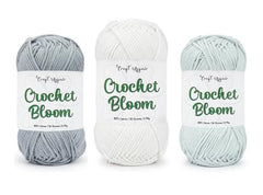 Craft Affair | Crochet Bloom Cotton Yarn 8ply (Each Color 2mm, 77Meter, 50Gram) 100% Pure Cotton | for Knitting Yarn | Craft & DIY Project: Grey, Pink, Off White