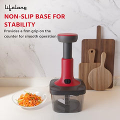 Lifelong Push Chopper 650ml | Compact and Efficient Vegetable, Onion, and Garlic Chopper, Essential Manual Kitchen Cutter for Quick and Easy Food Preparation, Ideal for Small Kitchens and Meal Prep