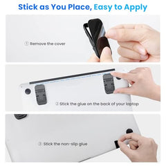 ZORBES® Portable Invisible Laptop Riser Stand, 2 Mini Self-Adhesive Alloy Metal Folding Desk Stand, Lightweight Laptop Desk Feet for MacBook, Lenovo, HP, Dell, Laptops & Tablets, 2pc (Black)