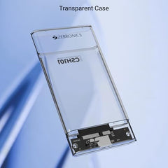 Zebronics 2.5" SSD/HDD Enclosure, Max. 4TB Storage, Upto 5Gbps Transfer Speed, Tool-Free Slide Design, USB to Micro B Connector, Windows, Mac, Linux Support, Transparent Case (CSH101)