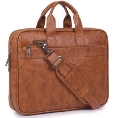 RIONTO Elite Vegan Leather Laptop Bags for Men Office Use | Upto 15.6 inch | Expandable Bottom | Mobile & Pen Compartment with Multiple Organizers | Professional Office Bag for Man & Women - Tan