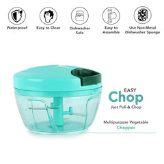 Cello Magic Hand Chopper XL | Multi Utility Chopper | 5 Stainless Steel Blades | Vegetable and Fruits chopper | 15 Cuts One Pull | (Chopper, Blade, Whipper) | 900 ml| Green