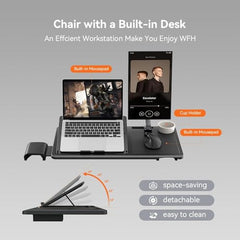 DROGO Bold Posture Ergonomic Office Chair for Work from Home with Adaptive Lumbar Support, Laptop Tray, 4D Armrest, Recline, Adjustable Height & Headrest, High Back Computer Chair With Footrest (Grey)