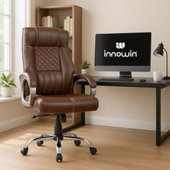 INNOWIN Obama Ergonomic Leatherette Executive High Back Revolving Desk Office Chair (Brown)