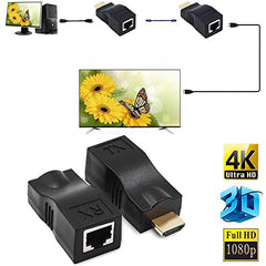 SANCY HDMI Extender Over Cat5e/Cat6 – Full HD 1080P & 4K Support, Signal Booster Transmitter Receiver Kit, Up to 20m Range for HDTV, PC, PS4, STB