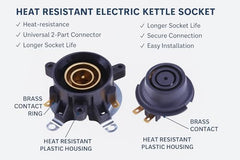 Electric Kettle Socket (Male + Female) Combo Alongwith Switch Thermostat and Socket 13A 250V (Socket + Switch)