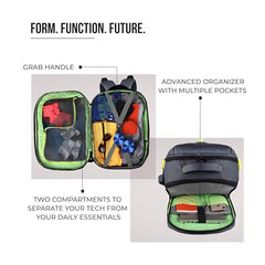 Gear Turbo 21"/45L Large Water Resistant Anti theft Laptop Backpack with Raincover | Backpack | Daypack |Briefcase | Travel Bag For Men/Women (Black - Grey)