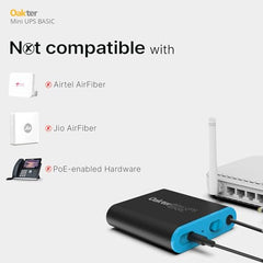 Oakter Mini UPS Basic for WiFi Router Broadband Modem | Supports 12V-2A Routers. Backup Upto 3 Hours | WiFi Router UPS Power Backup During Power Cuts| Current Surge & Deep Discharge Protection
