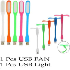NX Triple Combo - USB Light, Fan, and Mini Bulb Emergency Set for Laptop, Phone, Desktop (Multicolor)