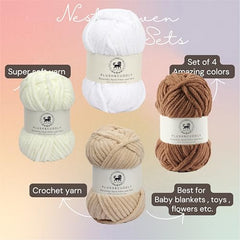NESTNHAVEN , Plush & Cuddly Sets 2.0 , Chenille Yarn Supersoft Hand Knitting Wool Ball, set of 4 , 400 grams (1 Ball/100 Gram Each) Suitable for Craft, Babywear, Toys , Baby Blankets , 5 Bulky, Shades - NNHS 2.0 (Set 26 baby Pink , lilac , hot pink…