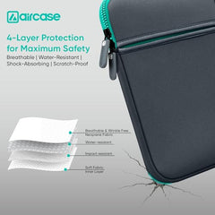 AirCase 6 Pocket Neoprene Laptop Sleeve for 13-15.6 Inch Laptops | Waterproof Laptop Cover Bag | Case with Charger & Accessory Pockets | All Brands & Chromebooks | Grey