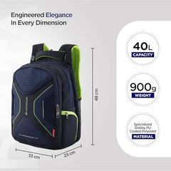 Glint Travel Laptop Backpack | 40L | Fits 15.6" Laptop | Water-Resistant Dobby Polyester | Anti-Theft Pocket, Rain Cover, Ergonomic Straps | Work, Travel & Commute (Grey & Teal)