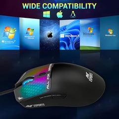 Ant Esports Virtus100 Wired RGB Gaming Mouse | Light Weight |6D Durable Buttons | High Performance Up to 12800 DPI 1000Hz Polling Rate | AI Sensor | 20M Click | Software Support Esports Mouse_ White