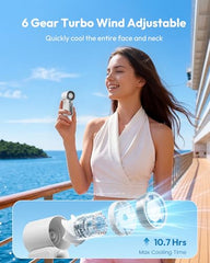 Gaiatop Portable Turbo Handheld Fan with Ice Cooler,Powerful High-Speed Foldable Hand Fan With 100 Speed Adjustable,4800mAh Rechargeable Personal Fans Gift for Travel Indoor Outdoor Use (Light pink)