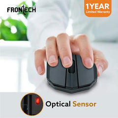 FRONTECH Wired Keyboard and Mouse Combo | Membrane Keys with Retractable Stands | USB Plug & Play | Ergonomic & Comfortable Design | 1 Year Warranty (1692, Black)