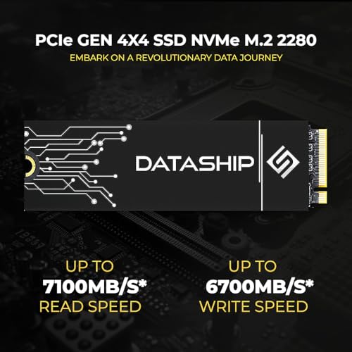 Starkway® DATASHIP™ 8TB NVMe PCIe Gen4x4 M.2 2280 SSD, Up to 7100 MB/s Read Speed Internal Solid State Drive