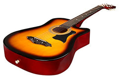 Juârez Acoustic Guitar Kit, JRZ38C/BK 38 Inch Cutaway, 038C with Bag, Strings, Pick and Strap, Black