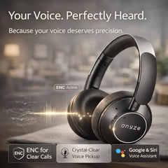 ONYZE VORIC ON903 Over-Ear Wireless Headphones with ANC, Bluetooth 5.4, Dual Pairing, 40mm Drivers, Up to 60H Playtime, Foldable Premium Design (Obsidian Black)