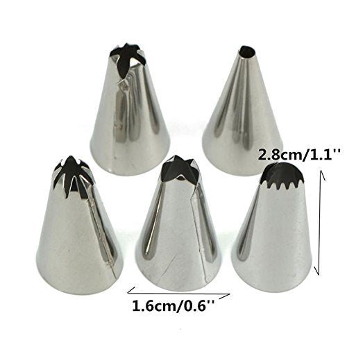 SYGA Stainless Steel Russian Piping Nozzles for Cake Decoration (Set of 12)(Silver)