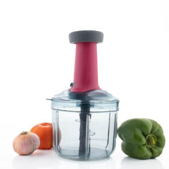 MAGIC SPOON Hand Push Chopper 1000ML, Vegetable & Onion Chopper with 4 Stainless Steel Blades, Manual Food Chopper for Garlic, Chilli, Dry Fruits, Nuts Cutter & Salad Preparation for Kitchen, Pista